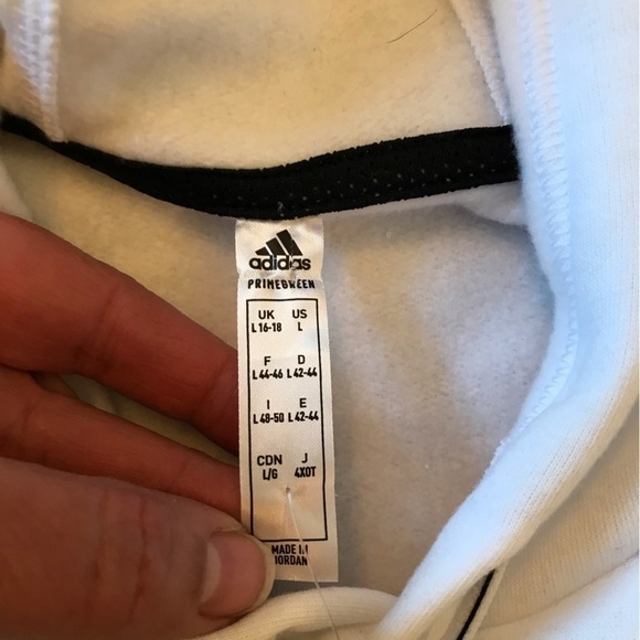 Adidas Cropped Sweat Shirt/ Hoodie. Women’s Large. White. New With Tags - Picture 5 of 5